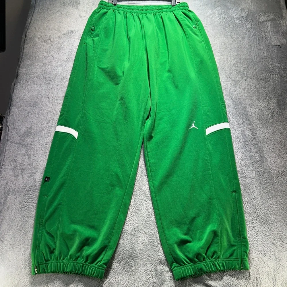 Vintage Jordan Jumpman Track Pants Green Athletic Sweatpant 4XL Snap Pockets Y2K